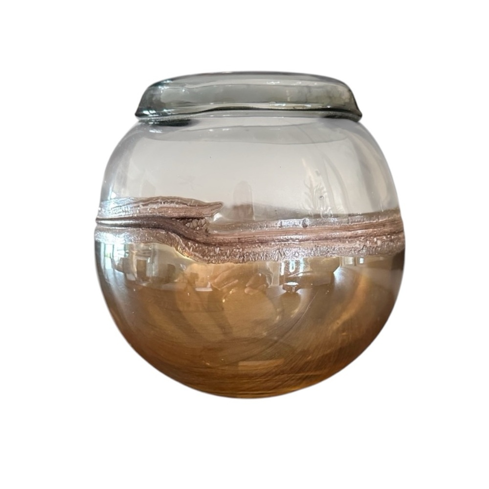 Mercury Glass Round Tinted Vase or Bowl